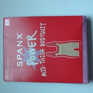 Spanx Body shaper Open bust mid thigh bodysuit Size Xtra  Large NWT Soft Nude